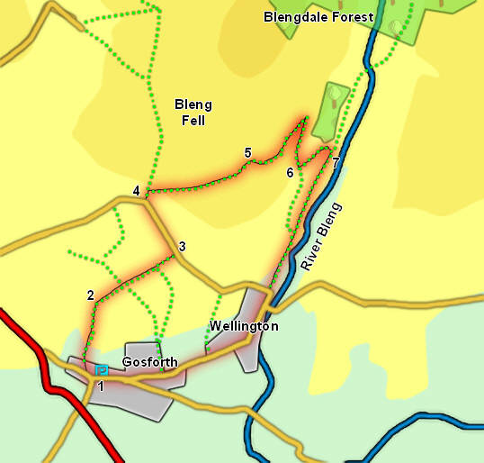 Map for to the Bleng from Gosforth