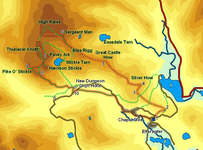 Map for walk up the Langdale Pikes via Silver How