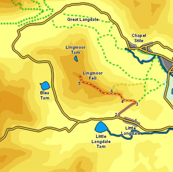 Map: Lingmoor Fell from Little Langdale