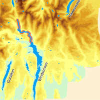 Map showing the course of the River Rothay