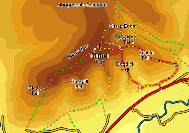 Map: Blencathra via Doddick Fell 