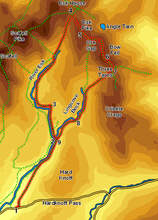 Map: Esk Pike and and Bow Fell from Eskdale 