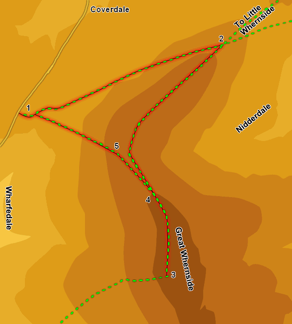 Map for Great Whernside from Hunters Sleets