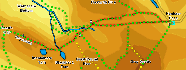 Map: Haystacks from Honister Pass 