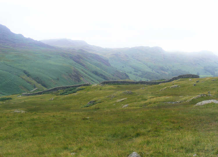 Approaching Hardknott Fort from the pass