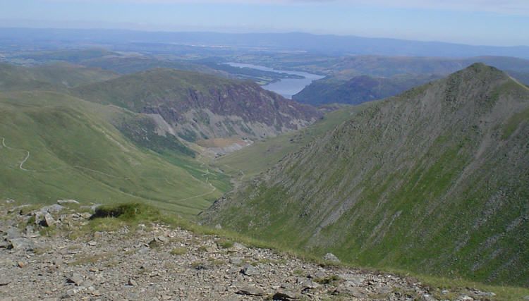 A view down Glenridding from Whiteside Bank, looking towards Ullswater. 